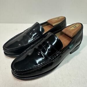 NWOT Paraboot Black Patent Leather Loafer Veritable Mocassin Cousu Main US 7